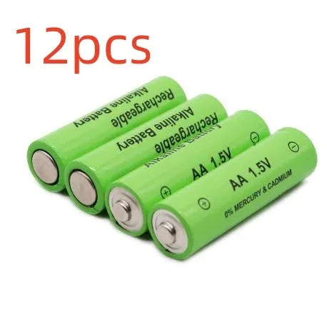 Pack of green AA alkaline rechargeable batteries labelled 3000mAh 1.5V.