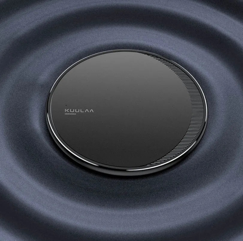Black kuulaa KL-CD16 wireless disc phone charger with Micro USB port and LED indicator