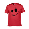 Cotton print T-shirt in black with short sleeves, front view, Asian sizing S to XXL