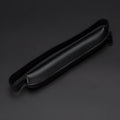 Long style PU leather pencil case in beige grey, showing 16.5cm length and plain design.