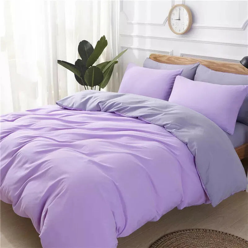 Four-piece polyester bedding set in a modern style for a 2m bed, shown in a choice of colours.