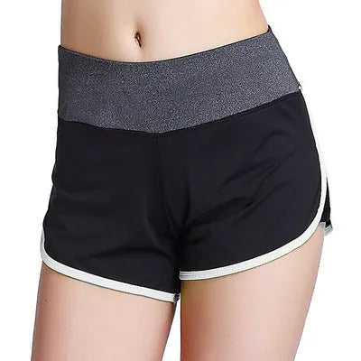 Women's two-piece sports fitness shorts in milk silk fabric, blue colour, with built-in liner for running and gym