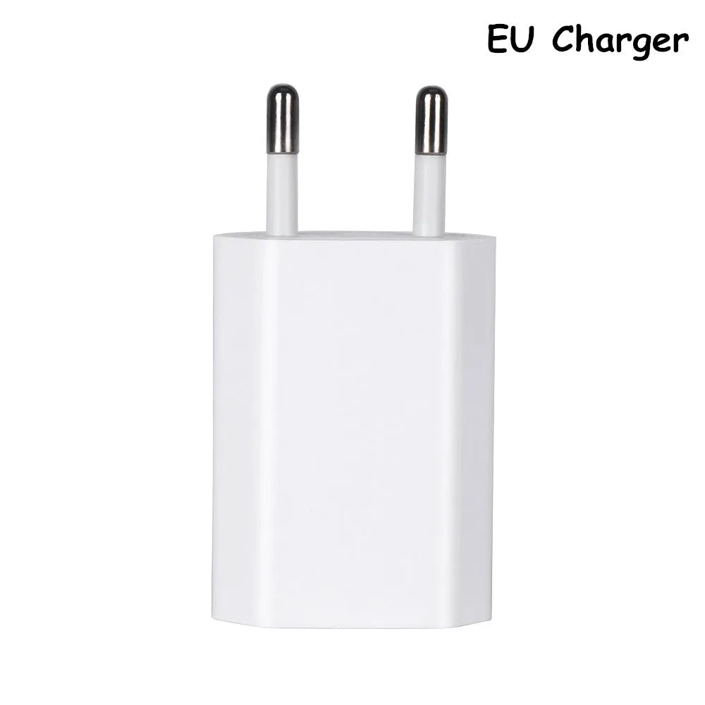 USB travel charger with cable compatible with iPhone and iPad devices
