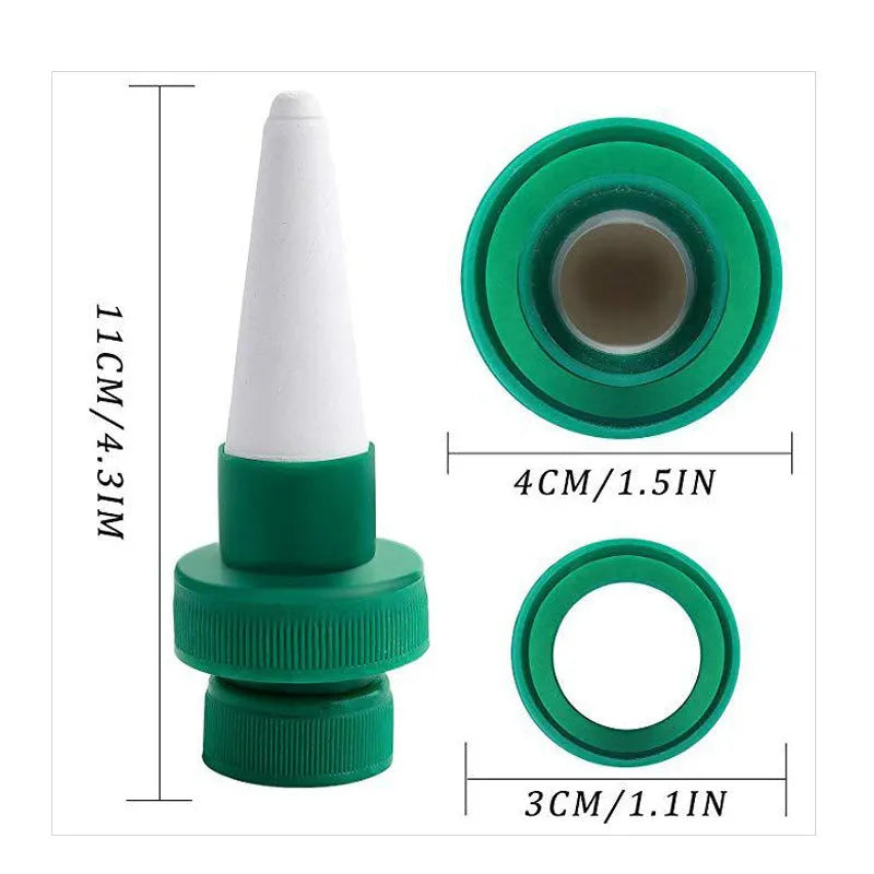Green ceramic plant water dripper device for automatic irrigation with cola bottles