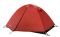 Double aluminum pole rainproof camping tent in green, set up in a field with quick-open design and 110cm height