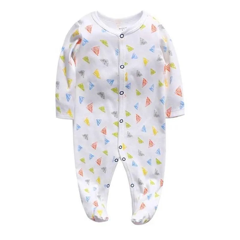 Baby onesie newborn romper long sleeve footed jumpsuit rainbow rabbit print casual wear Class A safety