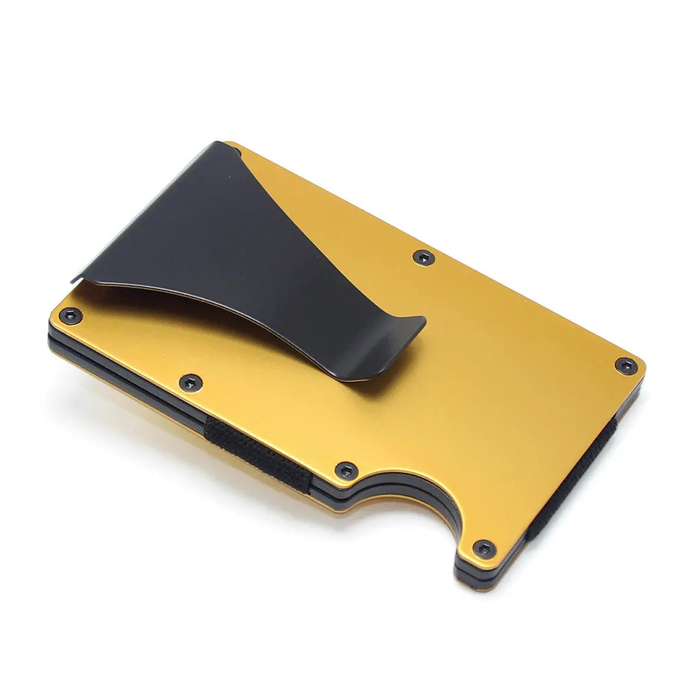 Geometric card holder in black carbon fibre showing slim 8mm profile and card capacity