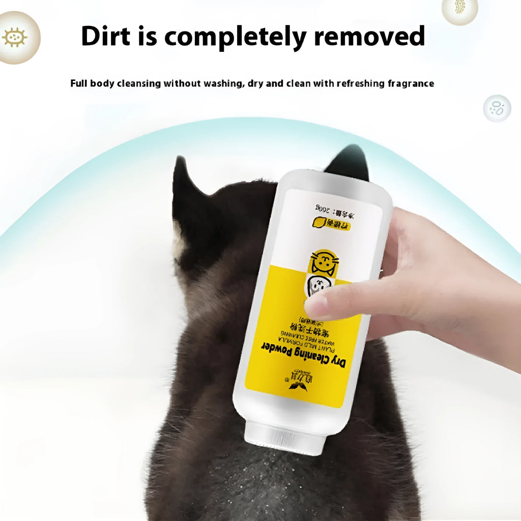 Pet dry cleaning powder 260g pack with non-woven fabric, available in lemon rose and mint fragrances