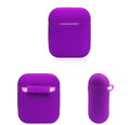 Silicone protective case for Bluetooth earbuds in multiple colours showing charging port access