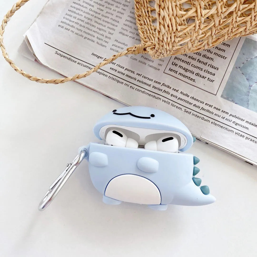 Blue silicone AirPods case with dragon design for Apple AirPods 1, 2, or 3 models