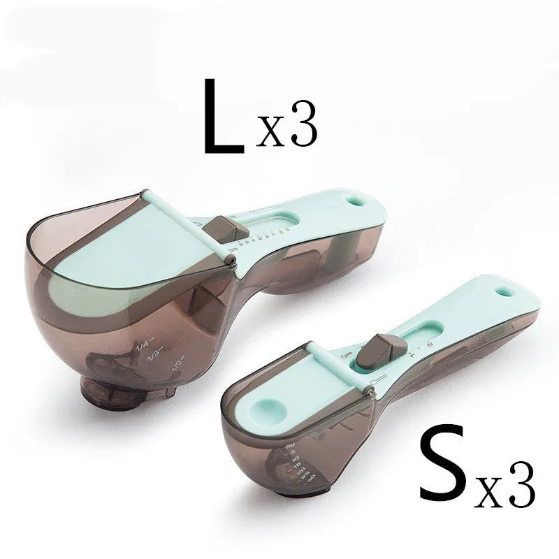 Blue and orange digital measuring spoons with magnetic connection and ergonomic handles
