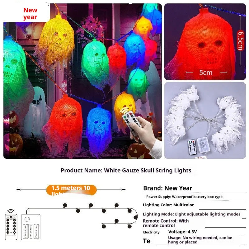Halloween battery-powered LED coloured lights with plastic battery box for indoor wall decoration