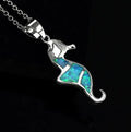 Silver filled blue opal sea turtle pendant necklace with vintage finish