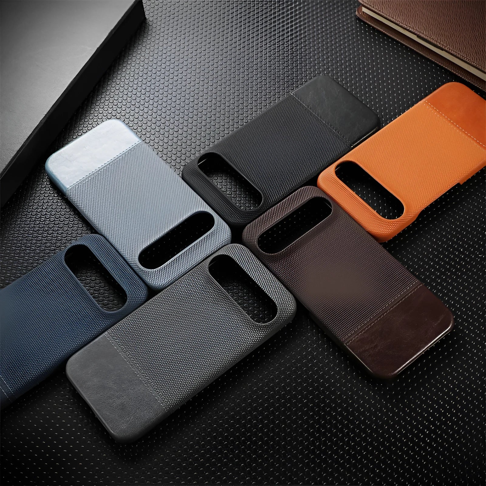Lambskin leather phone case with anti-fall stitching and plaid pattern for Google Pixel