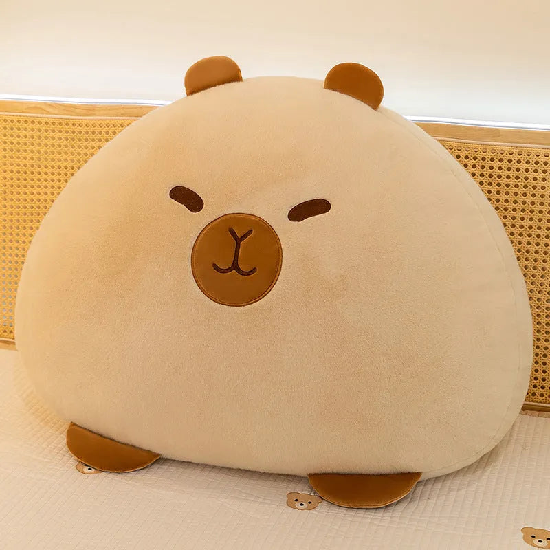 Brown capybara short plush cushion pillow with PP cotton fill on sofa