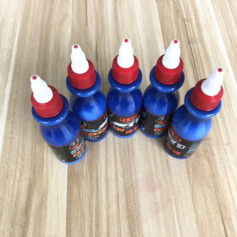 Automotive scratch repair agent bottle for vehicle paint touch-ups and minor scratch repair