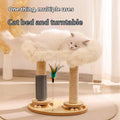 Wooden cat climbing frame with scratch-resistant pillar and double turntable