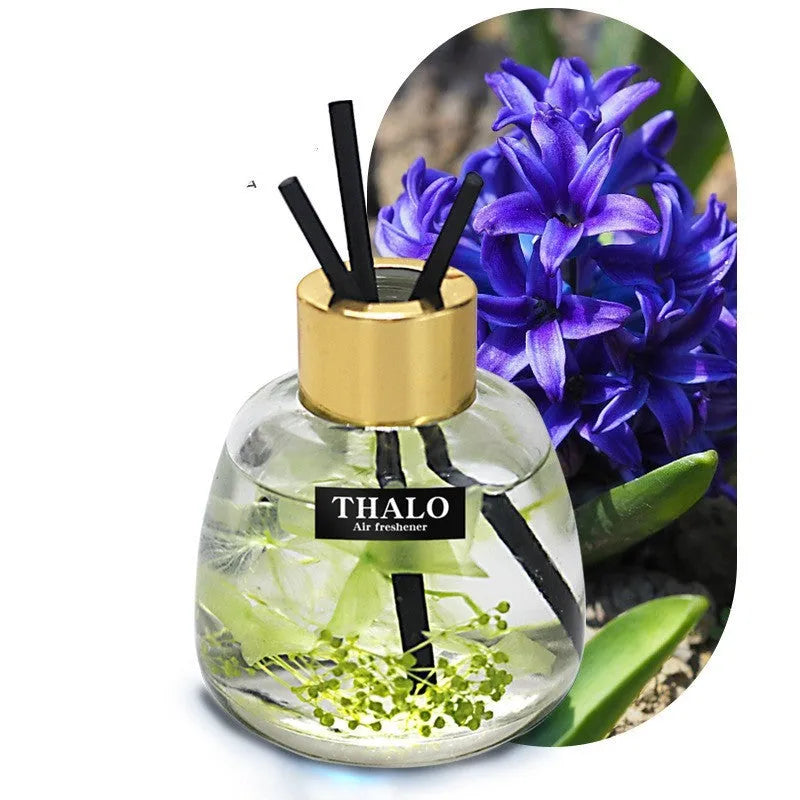 Glass car perfume ornament bottle for loose incense in various colours.