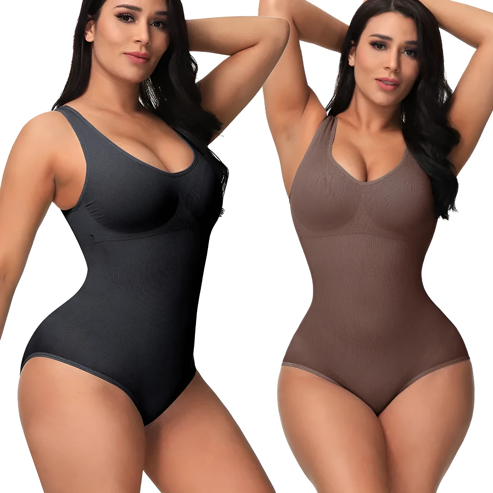 Seamless women's bodysuit in nylon fabric with waist support corset design