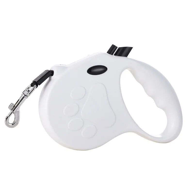 Automatic telescopic traction rope for pets in ABS, 140x168mm, with lock button and retractable cord, ten colours available