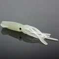Pack of 10 luminous squid baits in light green, 105mm long, soft plastic bionic shape