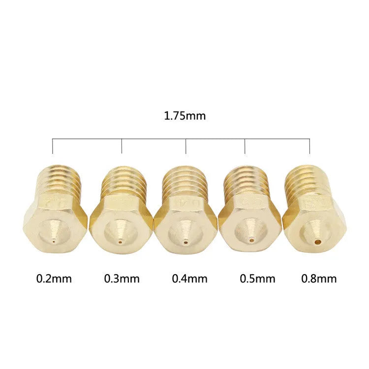 Brass 3D printer nozzle with M6 thread, 7mm x 12mm body, for 1.75mm filament