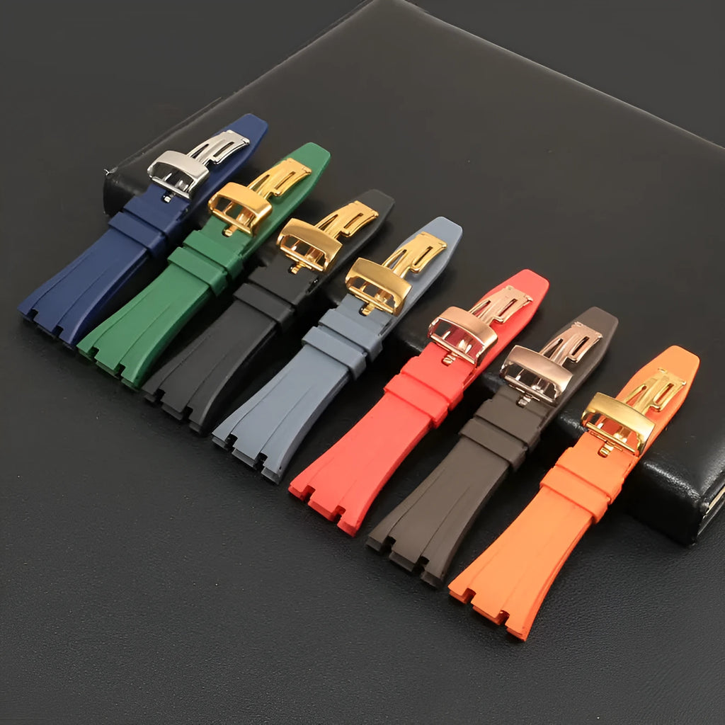27mm silicone watch strap in black for AP Royal Oak Offshore 15703 series, no buckle