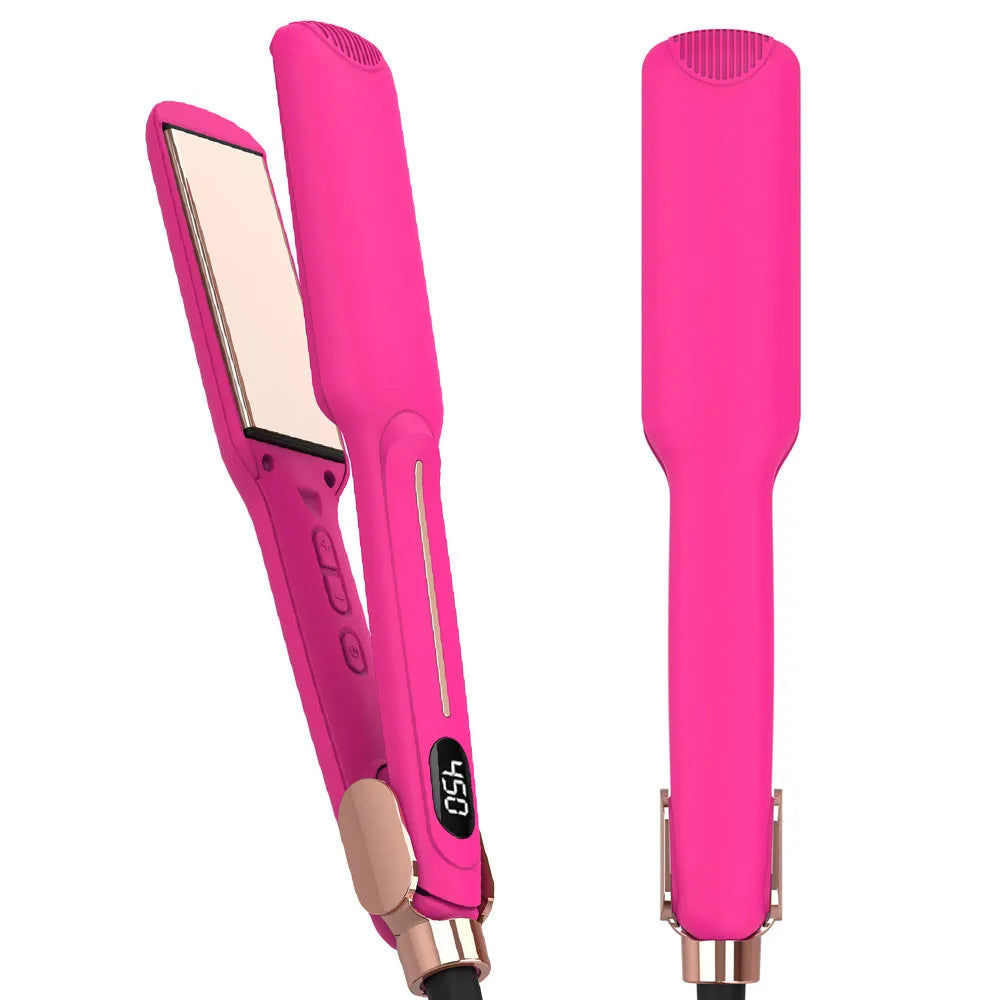 High temperature infrared hair straightener in Rose Red with negative ions, 65W, 110-220V wired