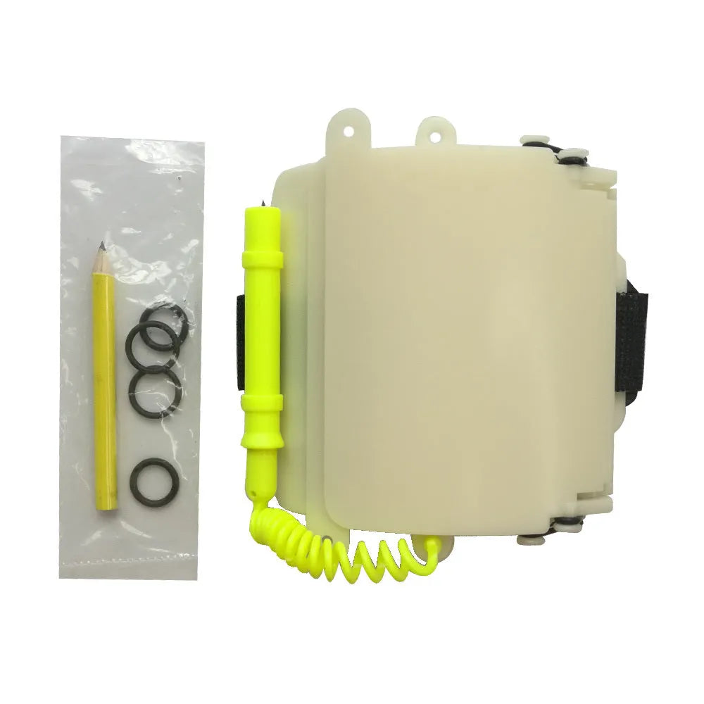 Luminous underwater writing wristboard with pencil for scuba diving communication