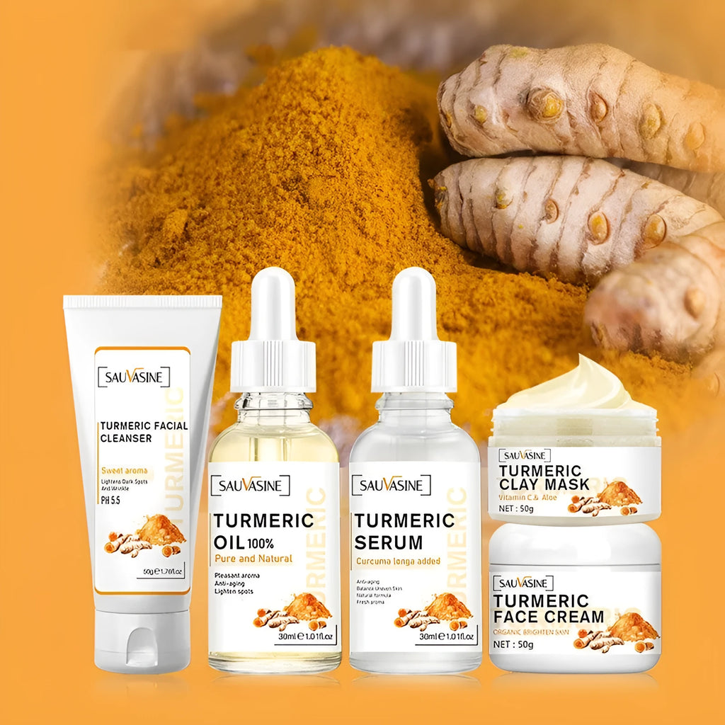 Turmeric skin care kit five-piece set with gentle rejuvenation and deep nourishing moisturiser