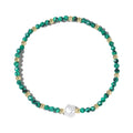 A unisex natural stone bracelet with elliptical geometric beads on a wrist, shown in one of the multiple available colours.