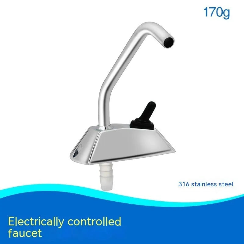 Electronic control RV faucet with 316 stainless steel construction and rotating design