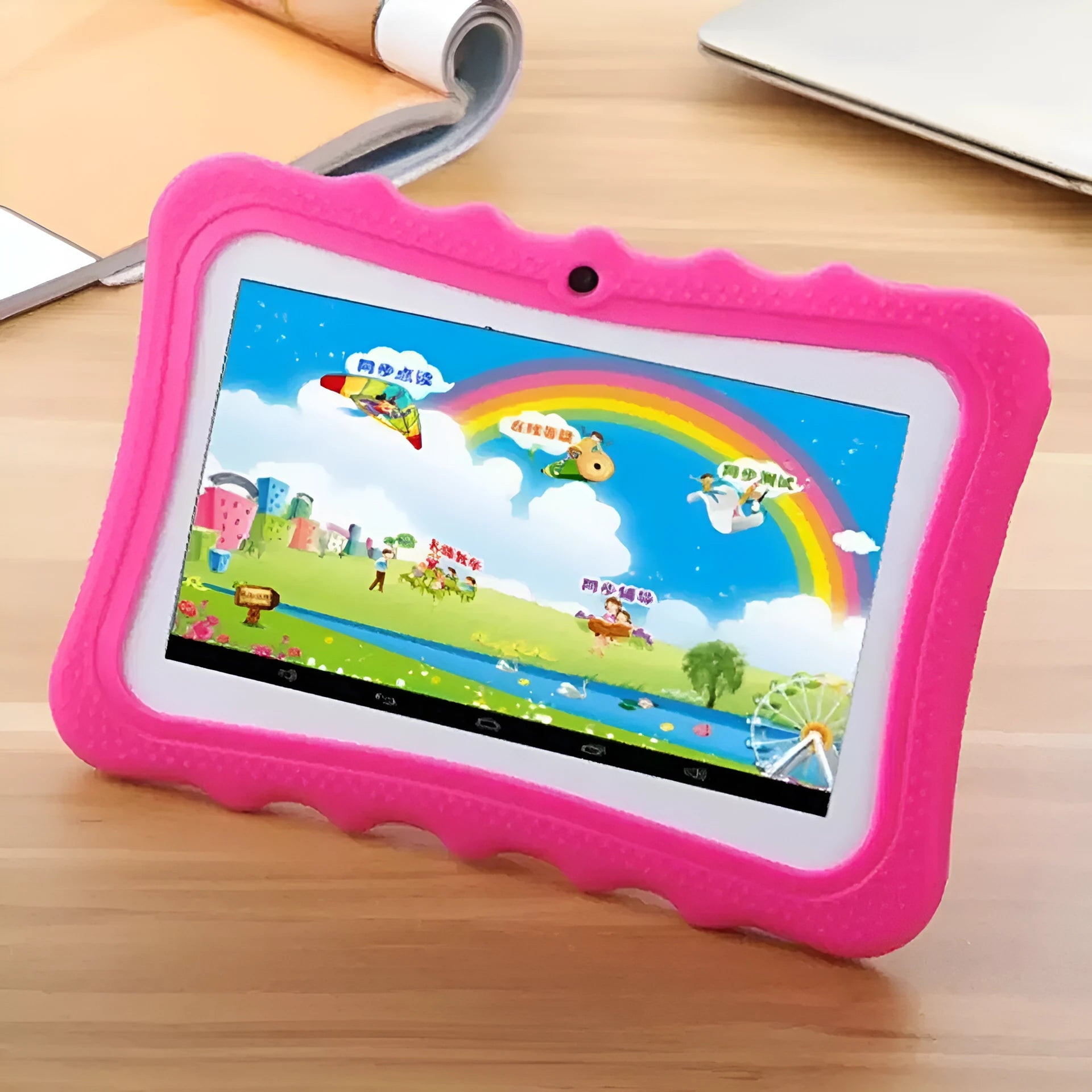 Children's tablet learning machine with 7-inch HD screen and Android 4.4 in Rose Pink