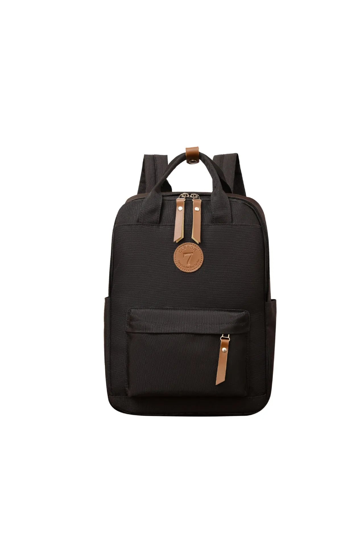 Black Oxford cloth leisure travel backpack with curved shoulder straps