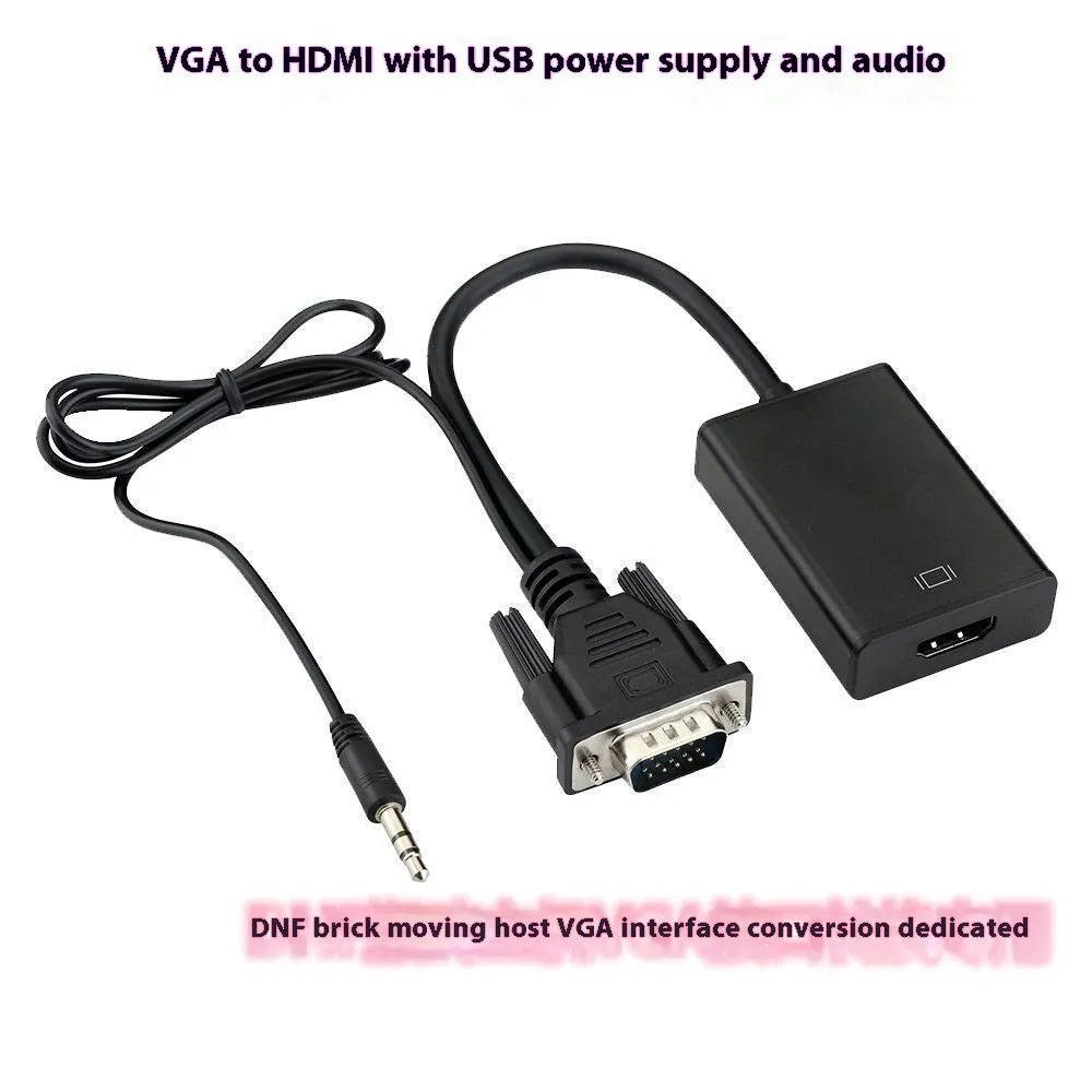 Black 1-metre VGA cable for laptop to monitor connection with 1080p resolution