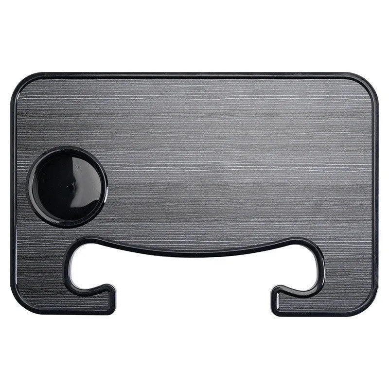 HDPE steering wheel dining table 42x28cm in wood grain black finish on a car steering wheel