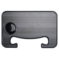 HDPE steering wheel dining table 42x28cm in wood grain black finish on a car steering wheel