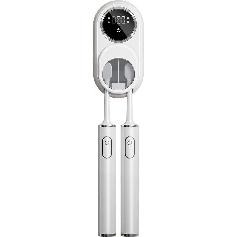 White electric wall-mounted rack with UV light for sterilising kitchen sponges and brushes.