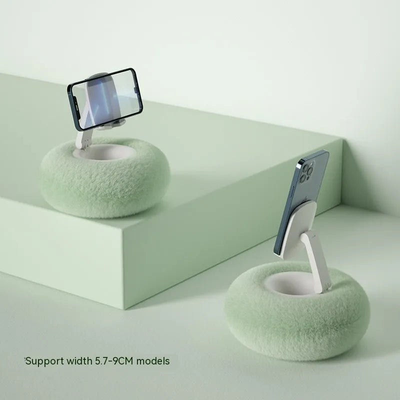 ABS plastic rotating phone and tablet bracket with adjustable clamp and 230mm vertical extension on fabric-covered foam base