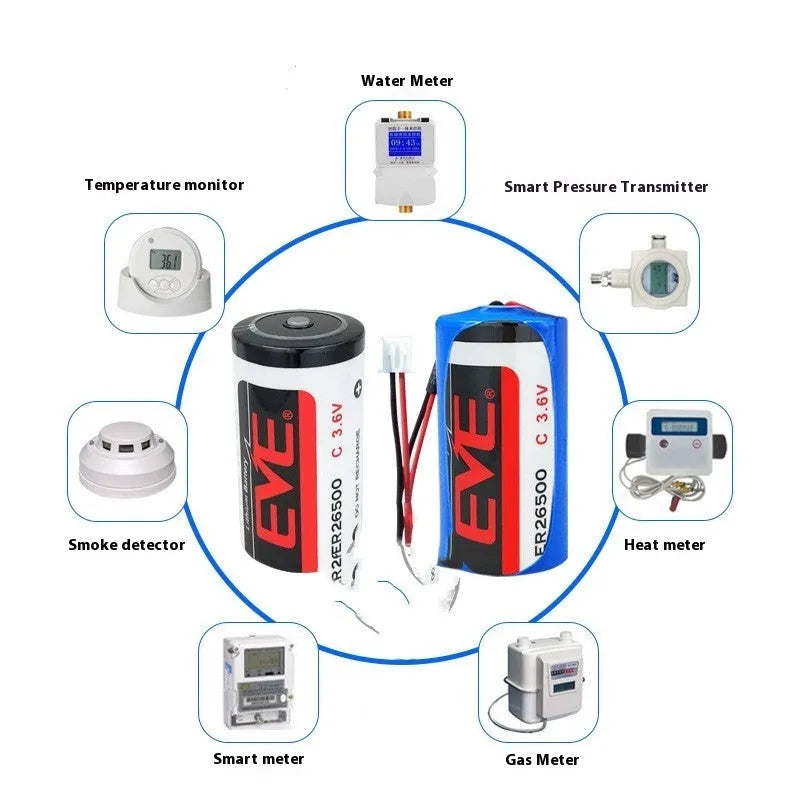 ER26500 3.6V 8500mAh lithium thionyl chloride battery for water gas flow meters, 26.2mm x 50.0mm