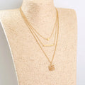 Multi-layer gold necklace with geometric pineapple pendant on adjustable chain, electroplated finish, zinc alloy