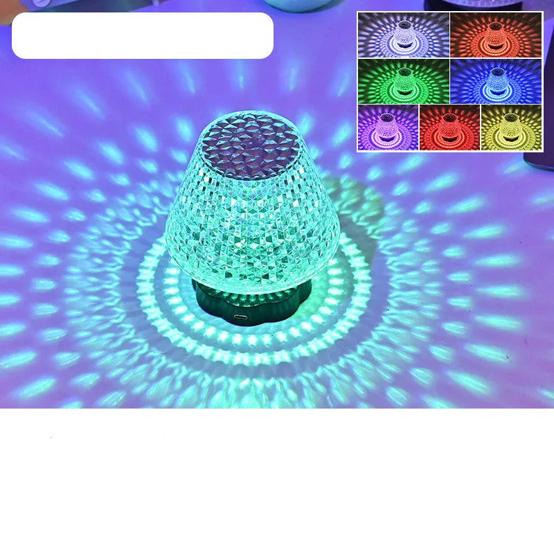 Crystal decor table lamp with touch base and USB charging cable