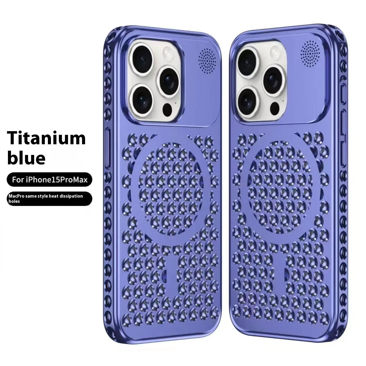 Electroplating magnetic suction heat dissipation aromatherapy phone case for iPhone 15 Pro and 15 Pro Max in Titanium Black