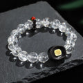 Handmade natural white crystal ebony bracelet with five warp ethnic design for unisex wear