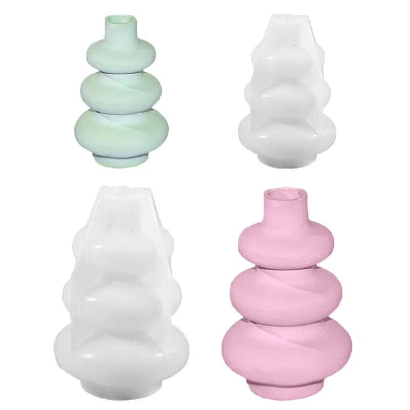 Three layer circle vase ornament silicone mould for baking and resin crafts
