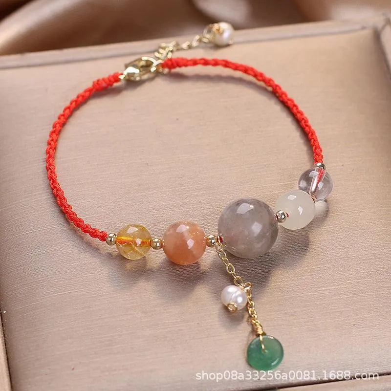 Hand-woven crystal peace buckle bracelet with sequins in three colour options