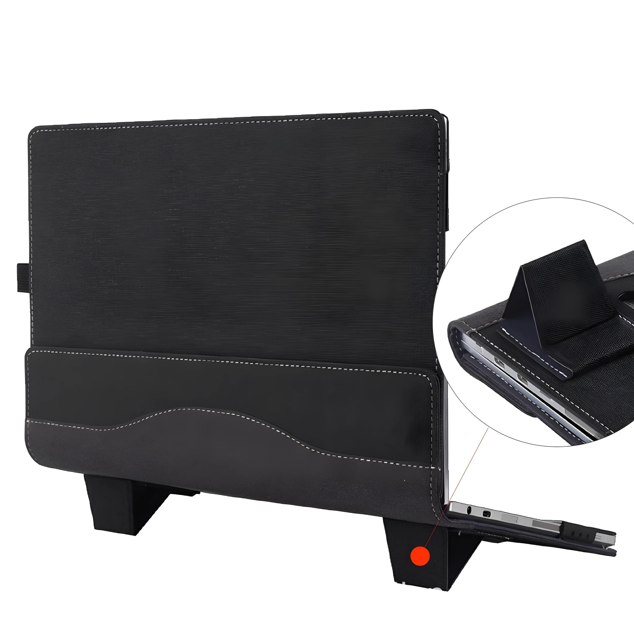 Black imitation leather laptop protective sleeve with bracket-style design for Microsoft laptops