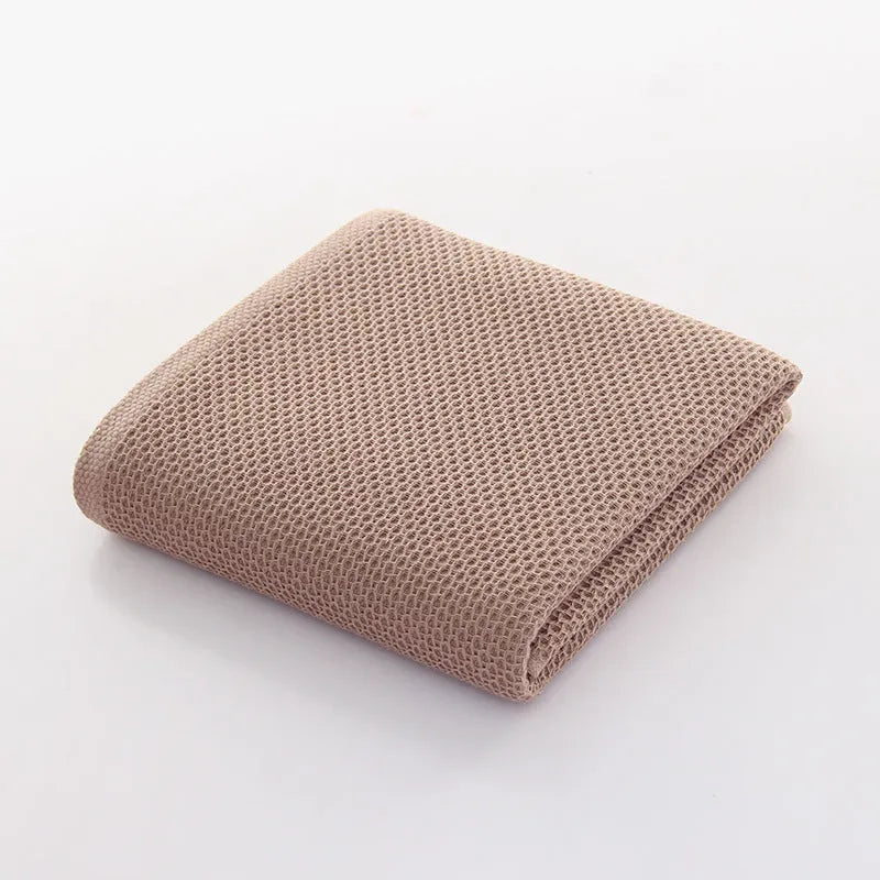 Pure cotton jacquard bath towel in beige, size 70x140cm, absorbent and quick-drying