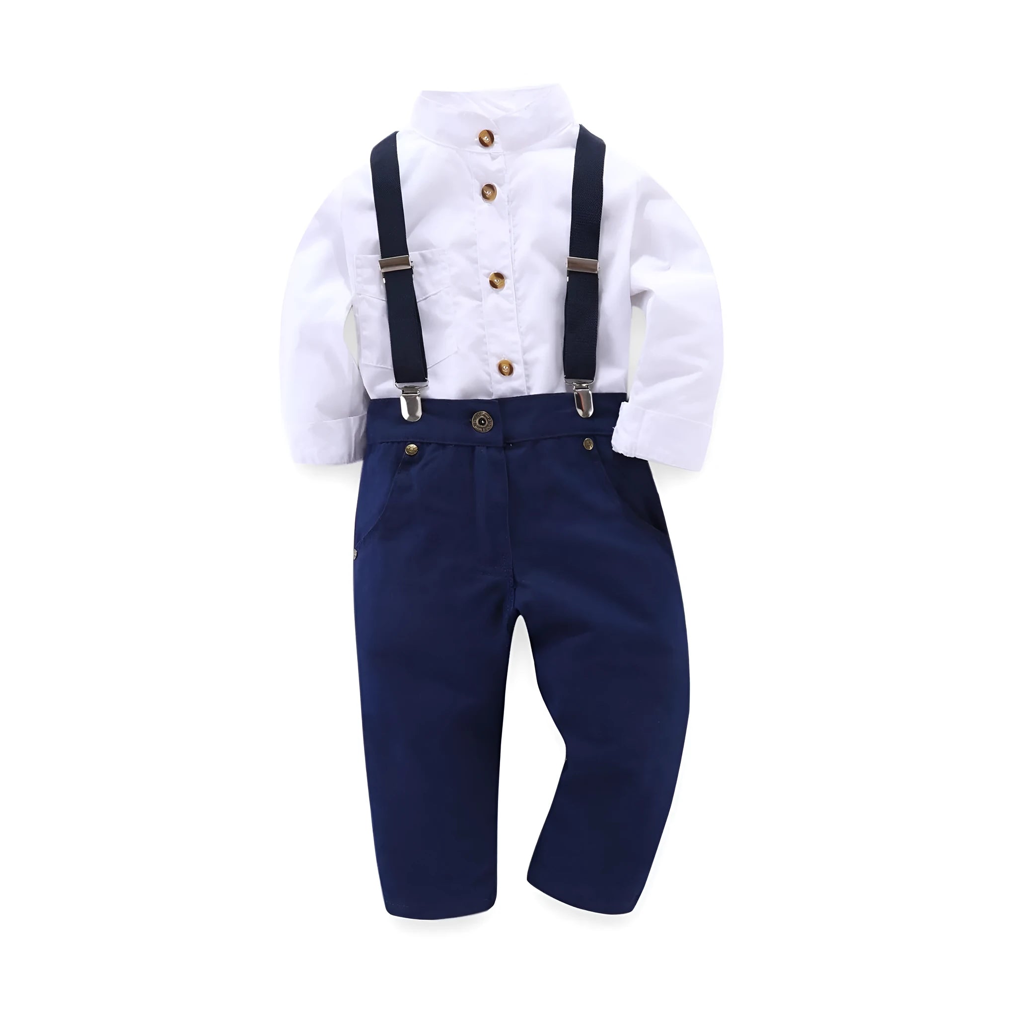 Blue plain European American style suit for a boy, suitable for heights 90cm to 130cm.