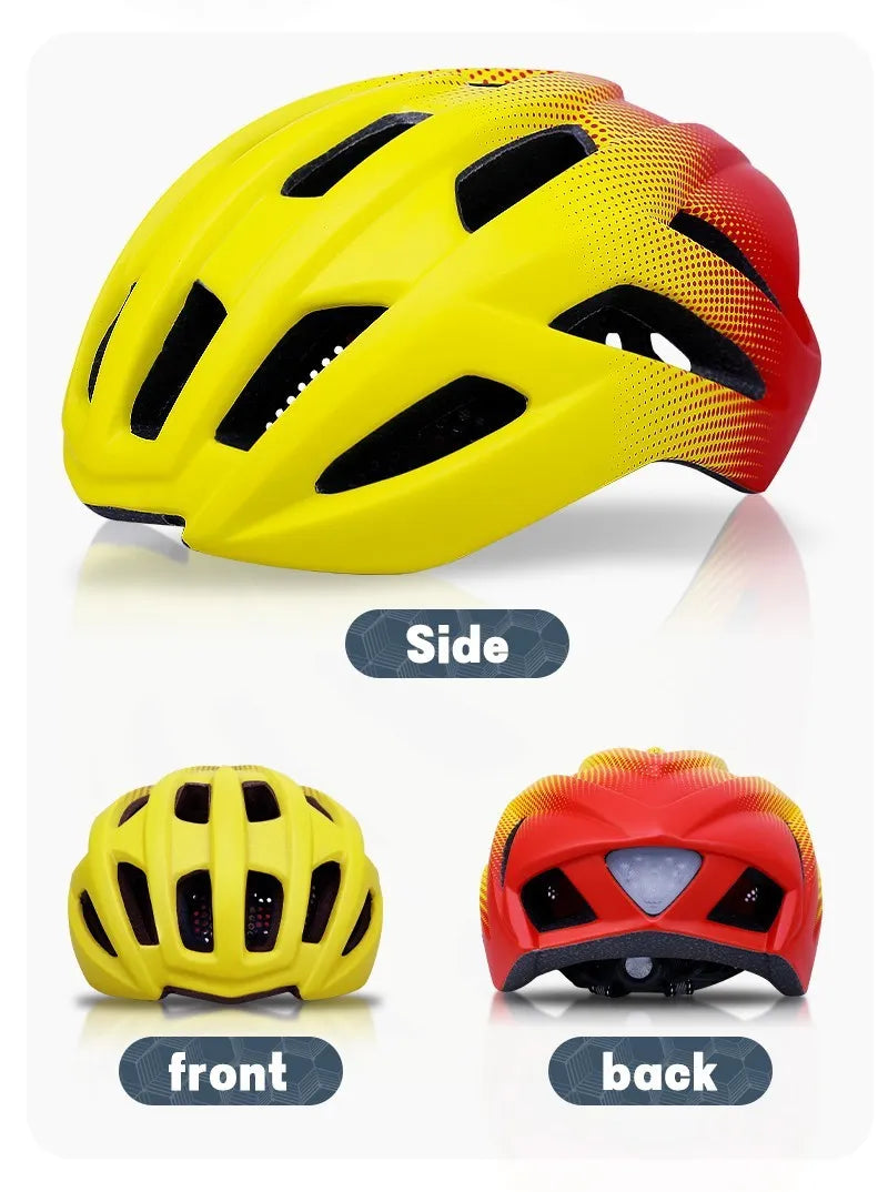 ZH*002 orange In-Mold cycling helmet for road and mountain biking, showing 16 ventilation holes.